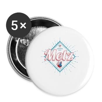 Metz Stadt Grand Est Frankreich Hahn Souvenir - Buttons groß 56 mm (5er Pack) - Weiß - Vorne