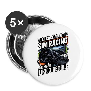 Alles Was Mich Interessiert Ist Sim Racing Und Vie - Buttons groß 56 mm (5er Pack) - Weiß - Vorne