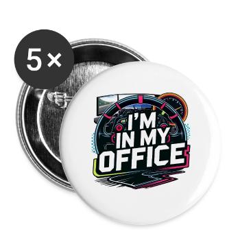 Je suis dans mon bureau - Lot de 5 grands badges (56 mm) - blanc - Devant