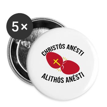 Greek Easter Christos Anesti Alithos Anesti - Buttons large 2.2''/56 mm (5-pack) - white - Front