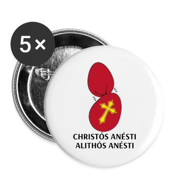 Christos Anesti Alithos Anesti Orthodoxes Ostern - Buttons groß 56 mm (5er Pack) - Weiß - Vorne