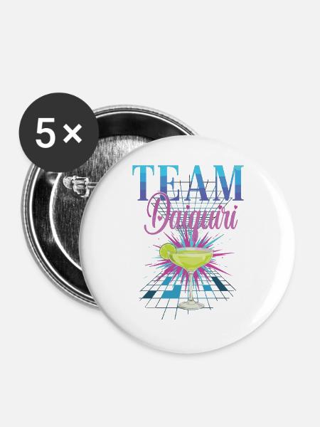 Junggesellinnenabschied Cocktail Team Daiquiri - Buttons groß 56 mm (5er Pack) - Weiß