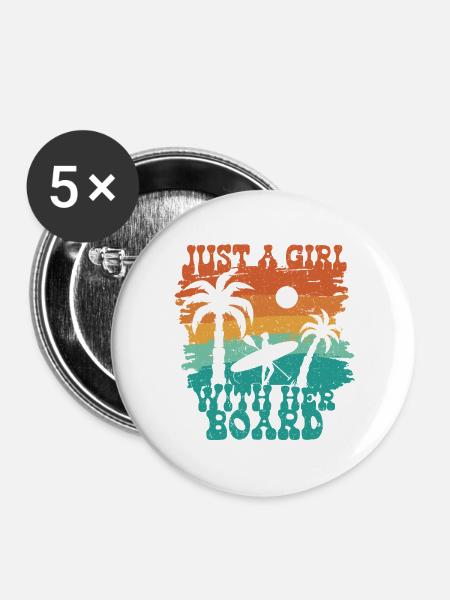 Stand Up Paddle - Buttons groß 56 mm (5er Pack) - Weiß