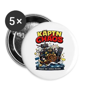 Käptn Chaos Sieben-Sender Zapper - Buttons groß 56 mm (5er Pack) - Weiß - Vorne