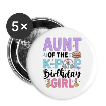 Aunt Of The K-Pop Birthday Girl - Buttons large 2.2''/56 mm (5-pack) - white - Front