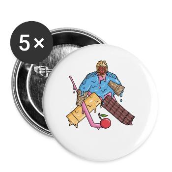 Eishockey Torwart Eiscreme Jungen Eishockeyspieler - Buttons groß 56 mm (5er Pack) - Weiß - Vorne