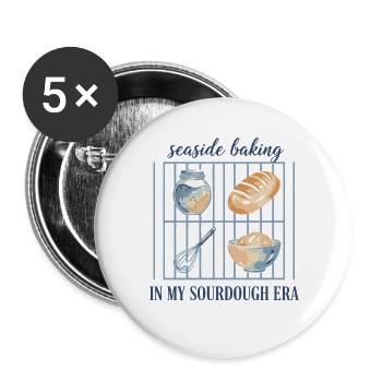 Säurteigbackbrot Backzeit - Buttons groß 56 mm (5er Pack) - Weiß - Vorne