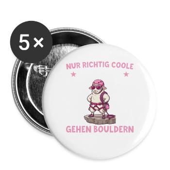 Bouldern Schaf Coole Mädels Klettern Geschenk - Buttons groß 56 mm (5er Pack) - Weiß - Vorne