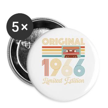60. Geburtstag 60 Jahre 1966 Geburtstagsgeschenk - Buttons groß 56 mm (5er Pack) - Weiß - Vorne