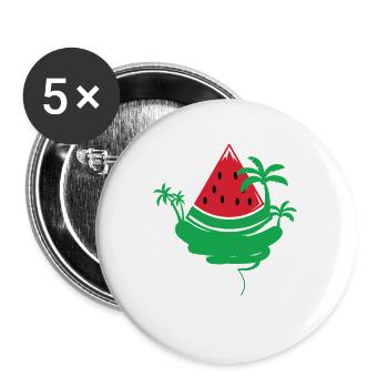 Watermelon Summer Party Paradise with Palm Trees - Buttons large 2.2''/56 mm (5-pack) - white - Front