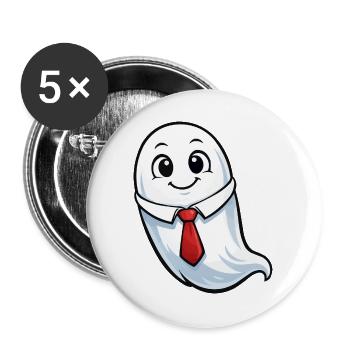 Sprechender Geist im Anzug - Buttons groß 56 mm (5er Pack) - Weiß - Vorne