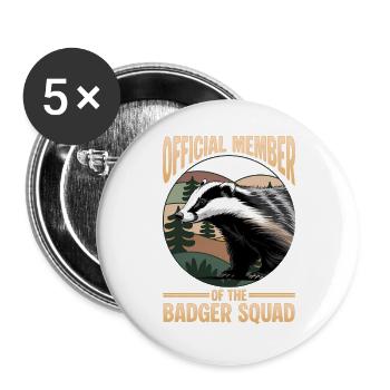 Funny Animal Badger - Buttons large 2.2''/56 mm (5-pack) - white - Front
