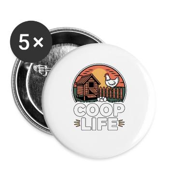 Coop Life Hühnerhalter Huhn - Buttons groß 56 mm (5er Pack) - Weiß - Vorne