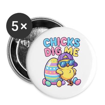 Les filles aiment moi - Lot de 5 grands badges (56 mm) - blanc - Devant