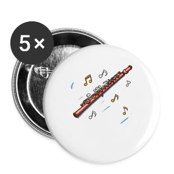 Sketch de flûte - Lot de 5 grands badges (56 mm) - blanc - Devant