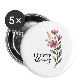 Floral Blumen Shirt – Quietly Blooming - Buttons groß 56 mm (5er Pack) - Weiß - Vorne