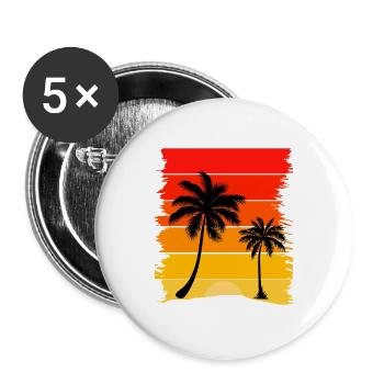 Sunset Radiance Palme - Buttons groß 56 mm (5er Pack) - Weiß - Vorne