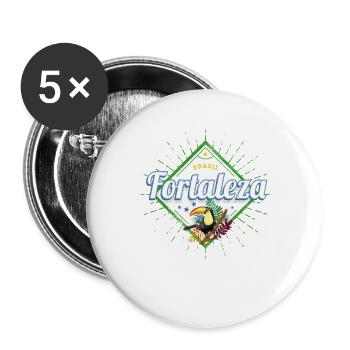 Fortaleza Brasilien Tukan Retro Ceará Souvenir - Buttons groß 56 mm (5er Pack) - Weiß - Vorne