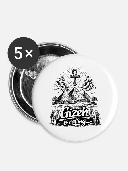Gizeh is calling Ägypten Pyramiden Reise - Buttons groß 56 mm (5er Pack) - Weiß