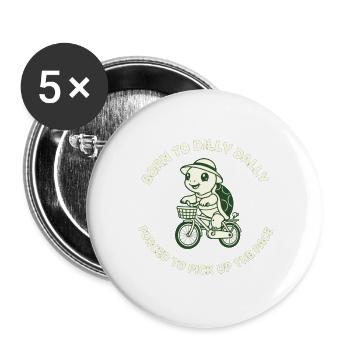 Snail on Bicycle – DillyDaily Saying - Buttons large 2.2''/56 mm (5-pack) - white - Front