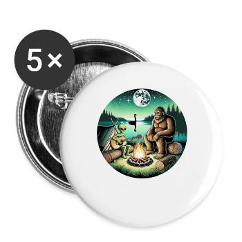 Alien Bigfoot UFO Sasquatch Believers Spaceship - Buttons large 2.2''/56 mm (5-pack) - white - Front