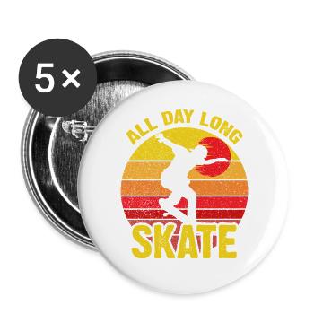 Ganztägiger Skate Retro Sunset - Buttons groß 56 mm (5er Pack) - Weiß - Vorne