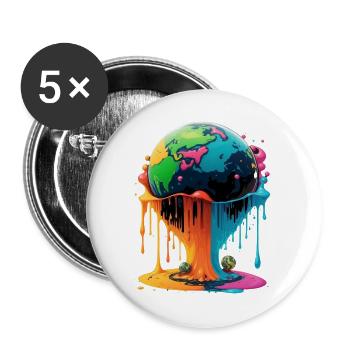 Globus - Erde - Weltkugel - Buttons groß 56 mm (5er Pack) - Weiß - Vorne