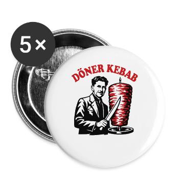 Döner Kebab - Orwell - Fast Food - Buttons groß 56 mm (5er Pack) - Weiß - Vorne