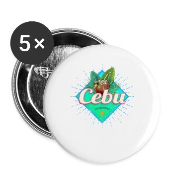 Cebu Insel Philippinen Kokosnuss Retro Souvenir - Lot de 5 grands badges (56 mm) - blanc - Devant