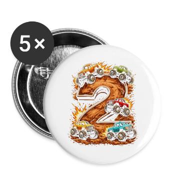 Monstertruck 2: Offroad Feuerturnier - Buttons groß 56 mm (5er Pack) - Weiß - Vorne