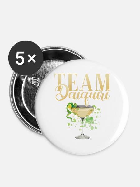 Junggesellinnenabschied Cocktail Team Daiquiri - Buttons groß 56 mm (5er Pack) - Weiß
