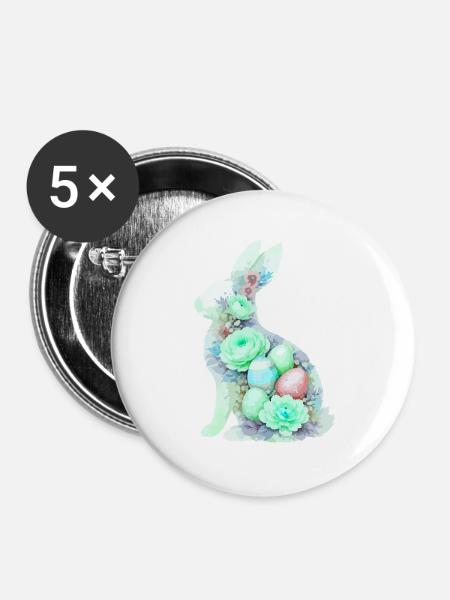 Hase Ostern Aquarell - Buttons groß 56 mm (5er Pack) - Weiß