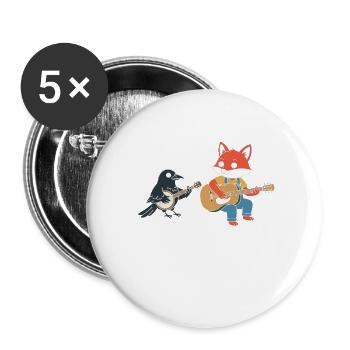 Fuchs Gitarre Krähe - Buttons groß 56 mm (5er Pack) - Weiß - Vorne