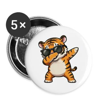 Dabbing Tiger - Buttons large 2.2''/56 mm (5-pack) - white - Front