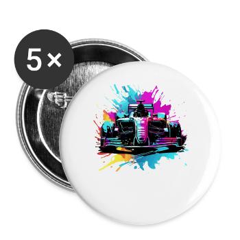 Racing Cars Colorful Splash Art Car Racer - Buttons large 2.2''/56 mm (5-pack) - white - Front