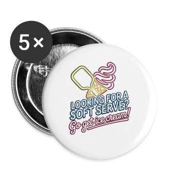 Pickleball Player Looking For Soft Serve Dinking - Buttons large 2.2''/56 mm (5-pack) - white - Front