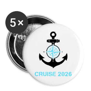 Anchor Compass Cruise 2026 Logo - Buttons large 2.2''/56 mm (5-pack) - white - Front