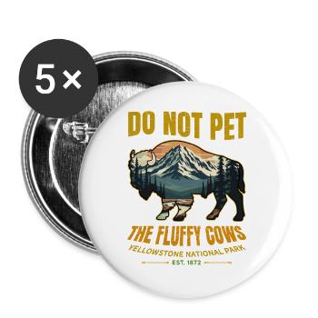 Fluffy Cow Buffalo Yellowstone National Park - Buttons large 2.2''/56 mm (5-pack) - white - Front