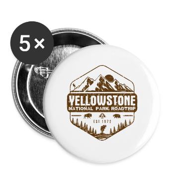 Yellowstone National Park Family Road Trip - Buttons large 2.2''/56 mm (5-pack) - white - Front