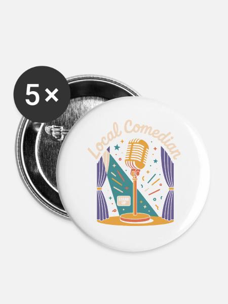 Lokaler Comedian - Buttons groß 56 mm (5er Pack) - Weiß