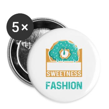 Restauration rapide en donuts - Lot de 5 grands badges (56 mm) - blanc - Devant
