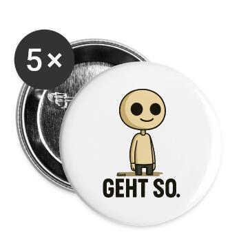 Geht so Cartoon Minimal - Buttons groß 56 mm (5er Pack) - Weiß - Vorne