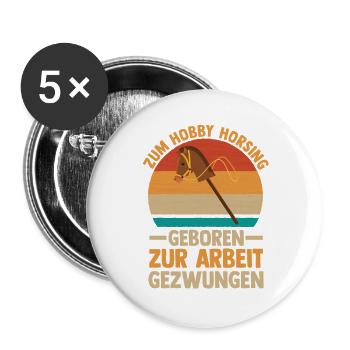 Steckenpferd Hobbyhorse Hobby Horsing - Buttons groß 56 mm (5er Pack) - Weiß - Vorne