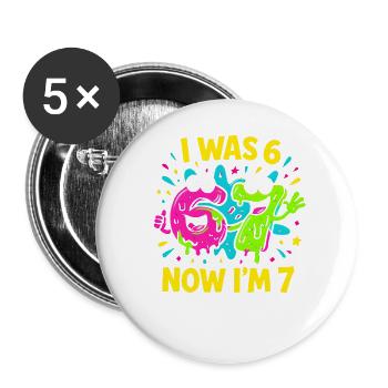 7. Geburtstag Kinder 67 Meme Humor Geschenkidee - Buttons groß 56 mm (5er Pack) - Weiß - Vorne