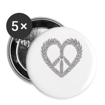 T-shirt en forme de cœur au cannabis – Amour de feuilles de chanvre - Lot de 5 grands badges (56 mm) - blanc - Devant