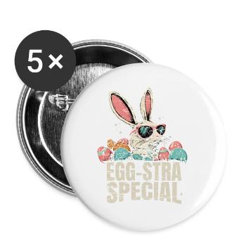 Eggsta Special Retro Bunny Easter - Buttons large 2.2''/56 mm (5-pack) - white - Front