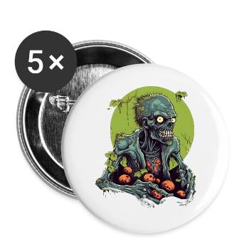 Halloween - Zombie - Horror - Witch - Buttons large 2.2''/56 mm (5-pack) - white - Front