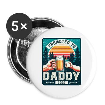 Futur père en charge Futur père 2027 - Lot de 5 grands badges (56 mm) - blanc - Devant