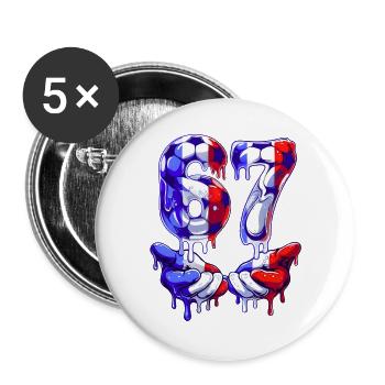 Fußball 67 Meme für Jungen Kinder 67 sechs sieben 6 7 - Buttons groß 56 mm (5er Pack) - Weiß - Vorne