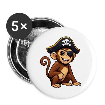 Monkey Pirate - Buttons large 2.2''/56 mm (5-pack) - white - Front